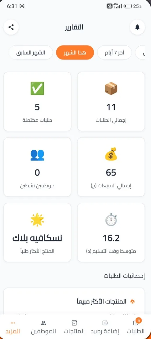 شاشة التقارير